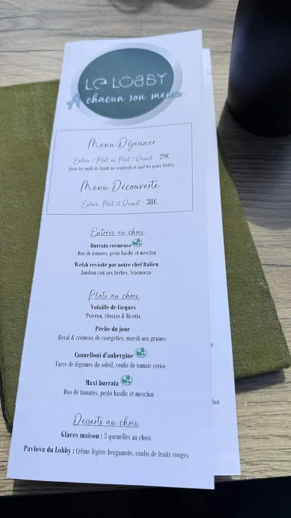 Menu_Le Lobby - Les Marissons_Amiens_image_3