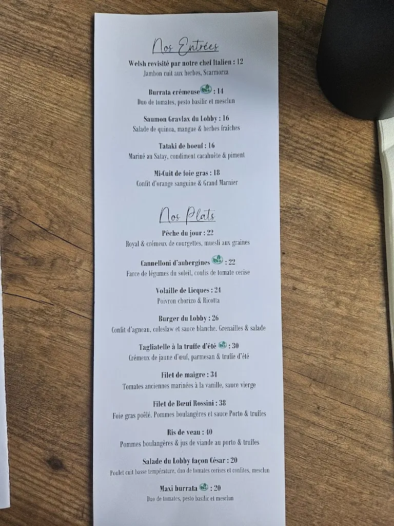 Menu_Le Lobby - Les Marissons_Amiens_image_4
