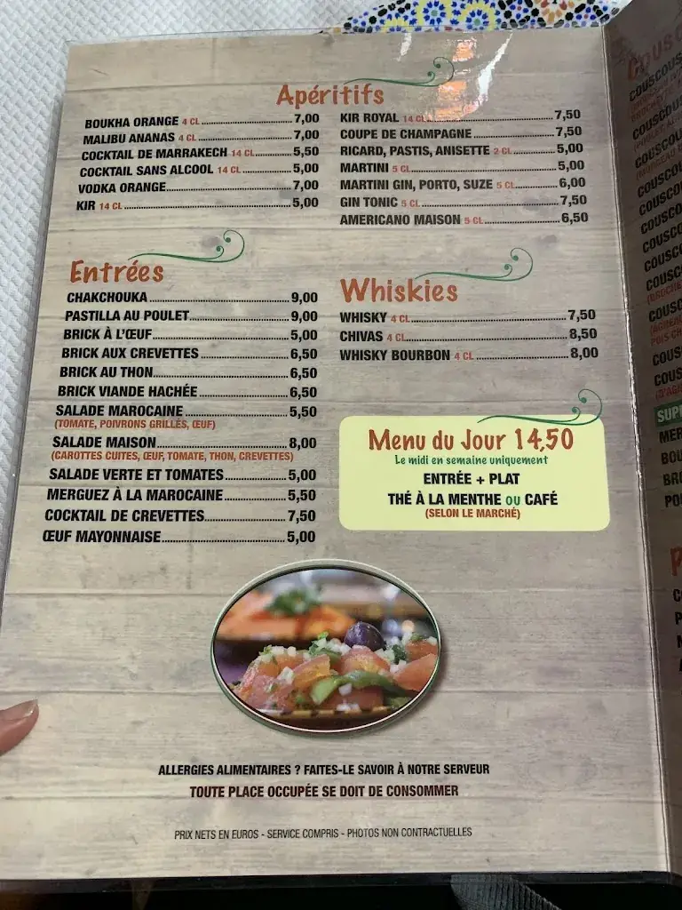 Menu_Le Palais de Marrakech_Méru_image_4