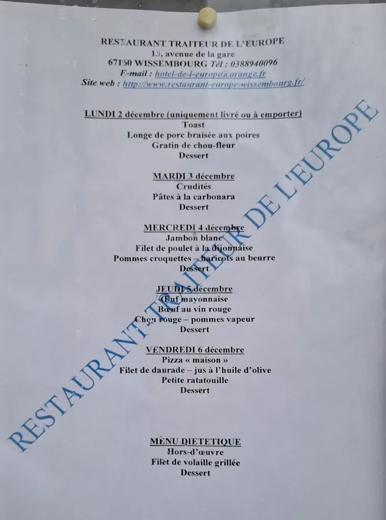 Menu_Hotel restaurant de l Europe_Wissembourg_image_3