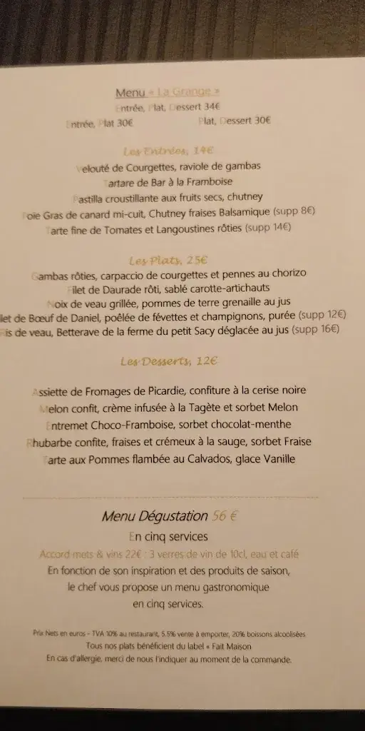 Menu_Auberge de la Grange Aux Loups_Apremont_image_1