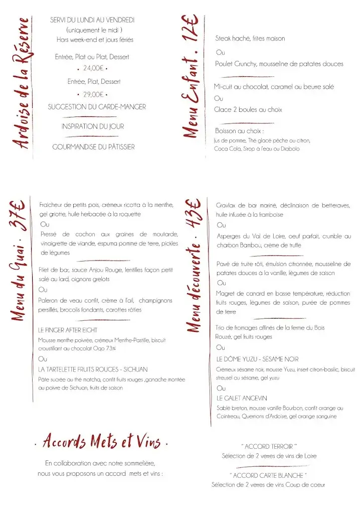 Menu_La Réserve Angers_Angers_image_3