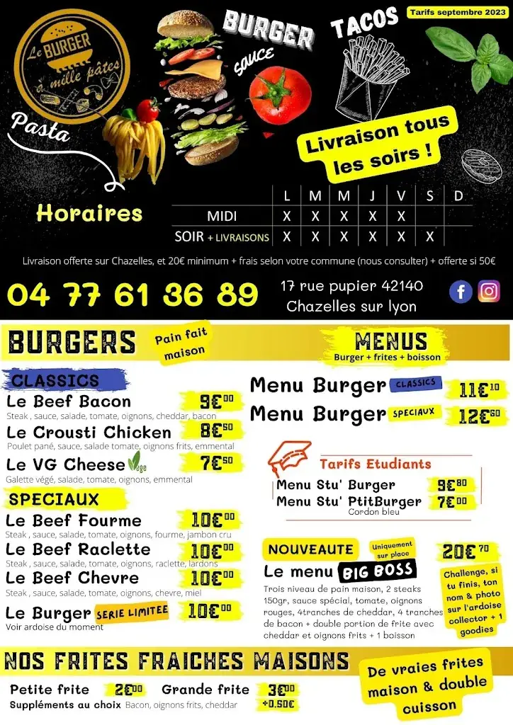 Menu_Le Burger à mille pâtes_Chazelles-sur-Lyon_image_2