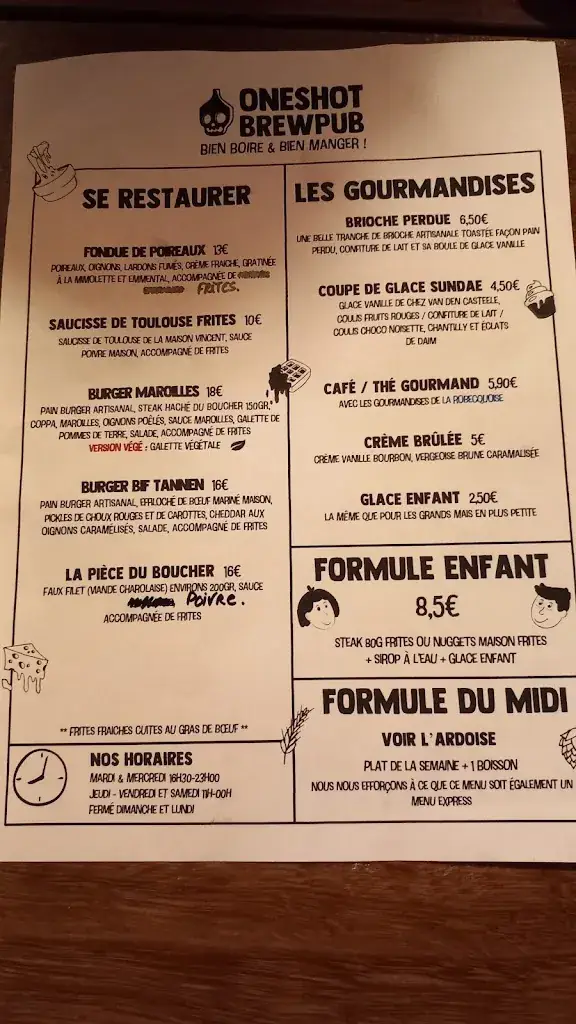 Menu_ONESHOT BREWPUB_Vendin-lès-Béthune_immagine_1