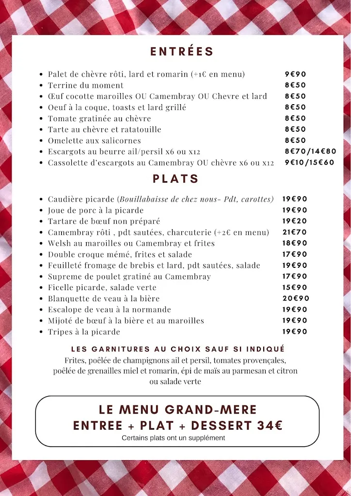 Menu_Restaurant Chez Grand-Mère_Beauvais_image_2