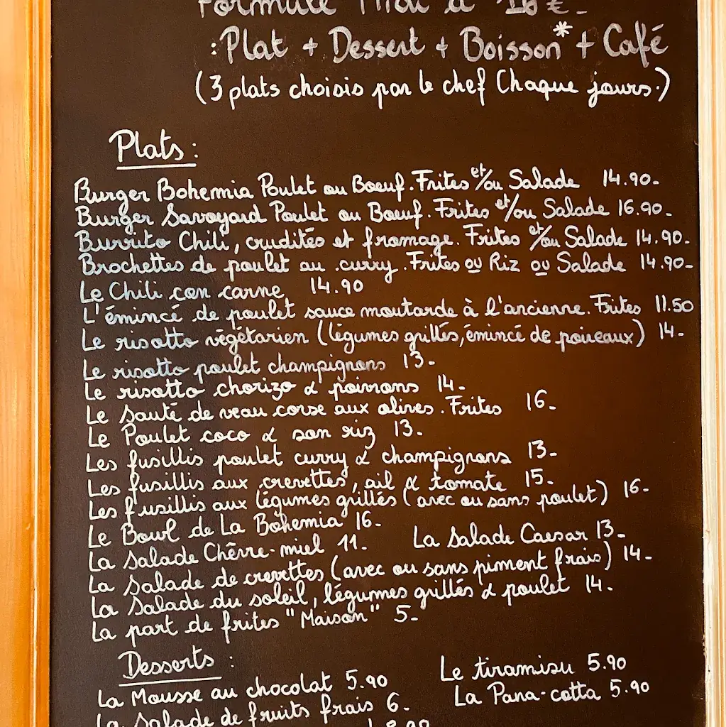 Menu_La Bohemia_Beauvais_image_1
