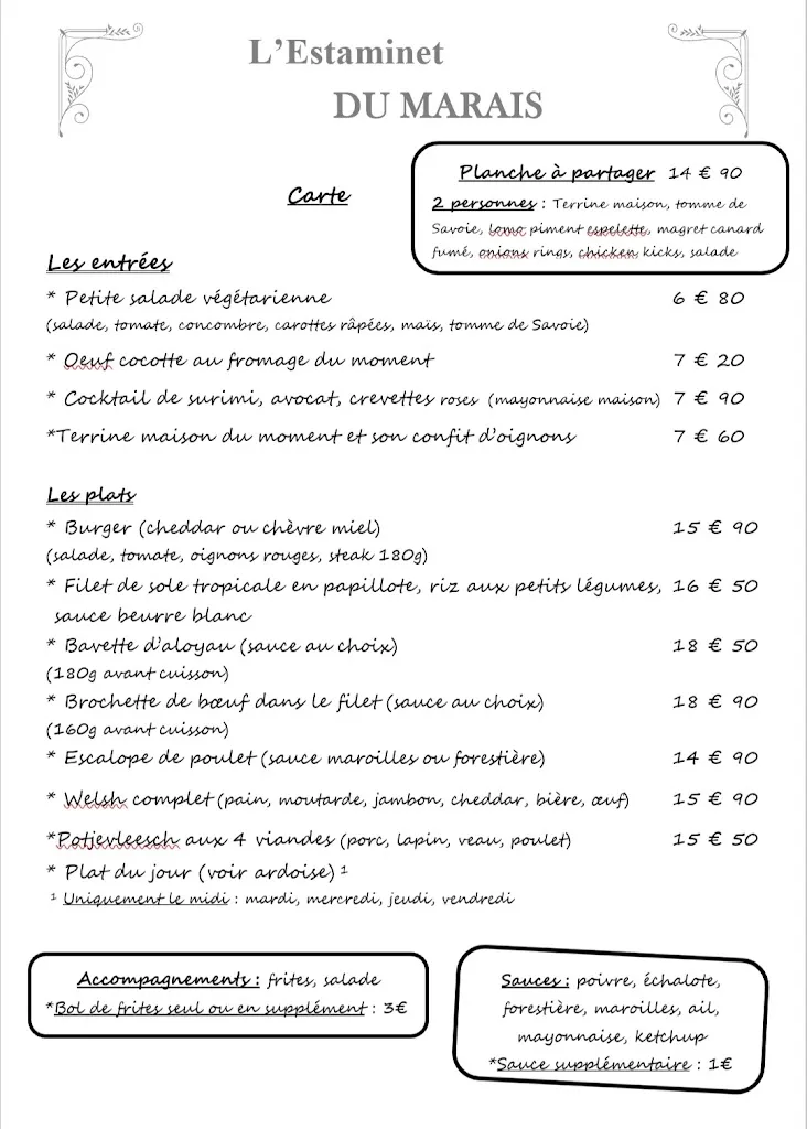 Menü_L' Estaminet du Marais_Arleux_Bild_2