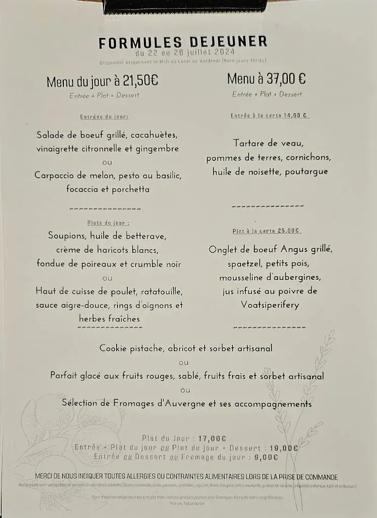 Menu_Le Bistrot d'à Côté_Clermont-Ferrand_image_1