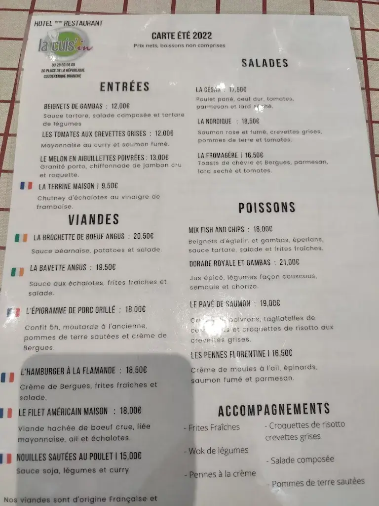 Menu_Hotel Restaurant La Cuis'in_Coudekerque-Branche_image_4