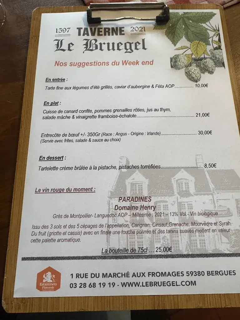 Menu_Le Bruegel_Bergues_image_1