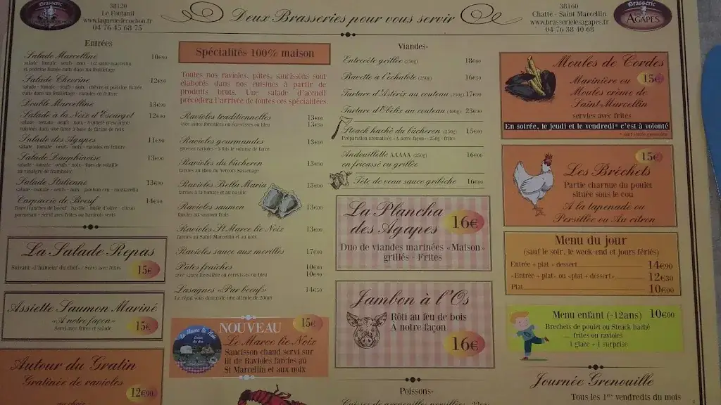 Menu_Brasserie Restaurant Les Agapes_Chatte_image_1