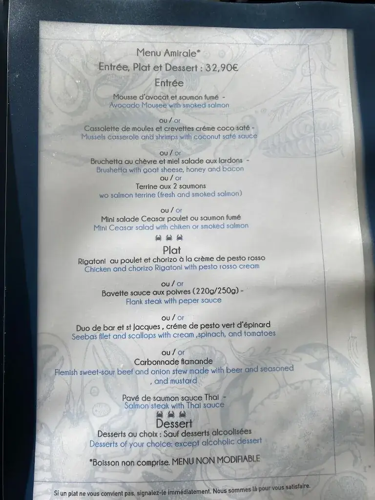 Menu_Restaurant Brasserie de la mer_Calais_image_4