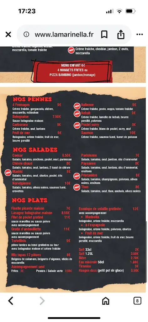 Menu_LA MARINELLA_Avesnes-le-Comte_image_1