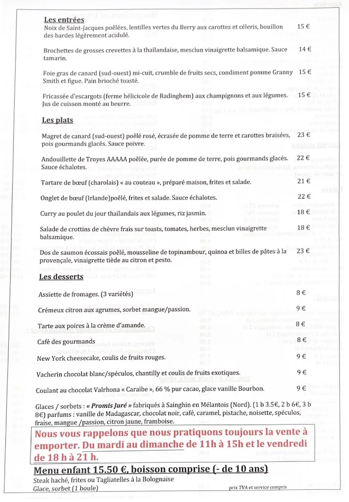 Menu_Le Bistrot d'Arnaud_Armentières_image_1