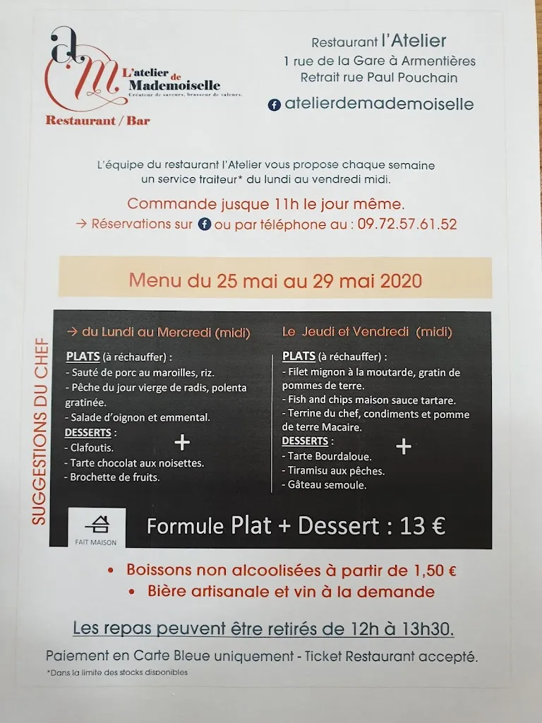 Menu_L'Atelier Mademoiselle_Armentières_image_2