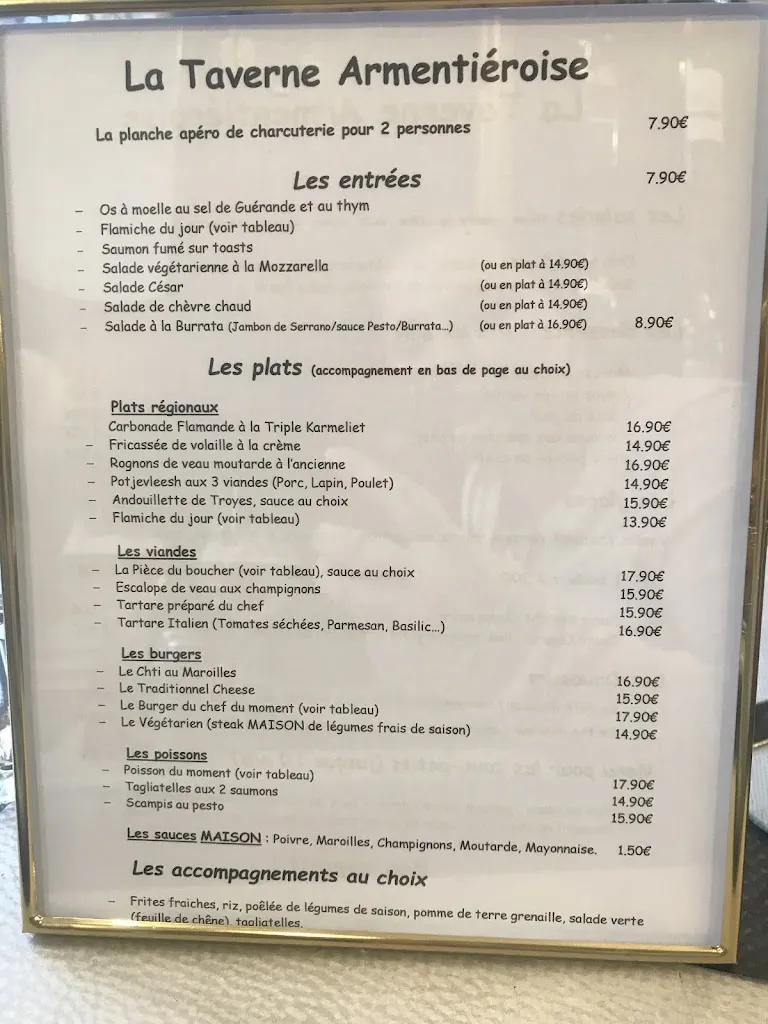 Menu_La Taverne Armentièroise_Armentières_image_3