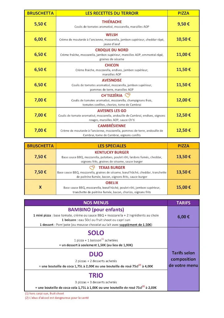 Menu_La Ch'tizzéria_Avesnes-les-Aubert_imagen_3