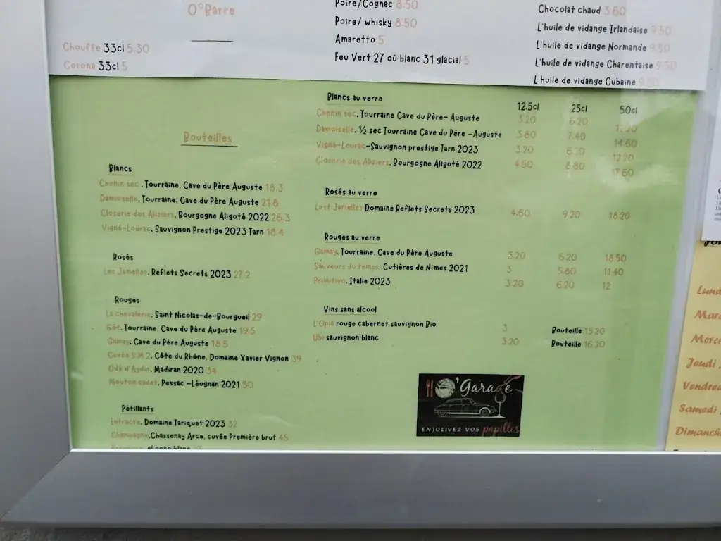 Menu_Restaurant O'Garage_Bachant_imagen_2
