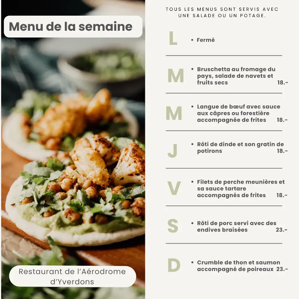 Menu_Restaurant de l’Aérodrome_Yverdon-les-Bains_imagen_1
