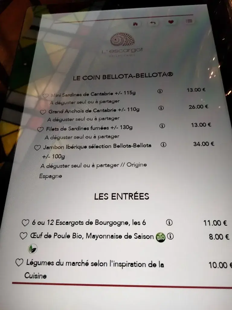 Menu_Restaurant L'Escargot_Valenciennes_image_4