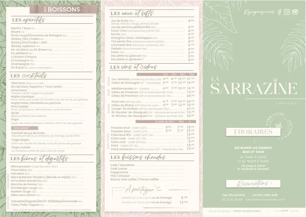 Menu_La Sarrazine_Valenciennes_image_2
