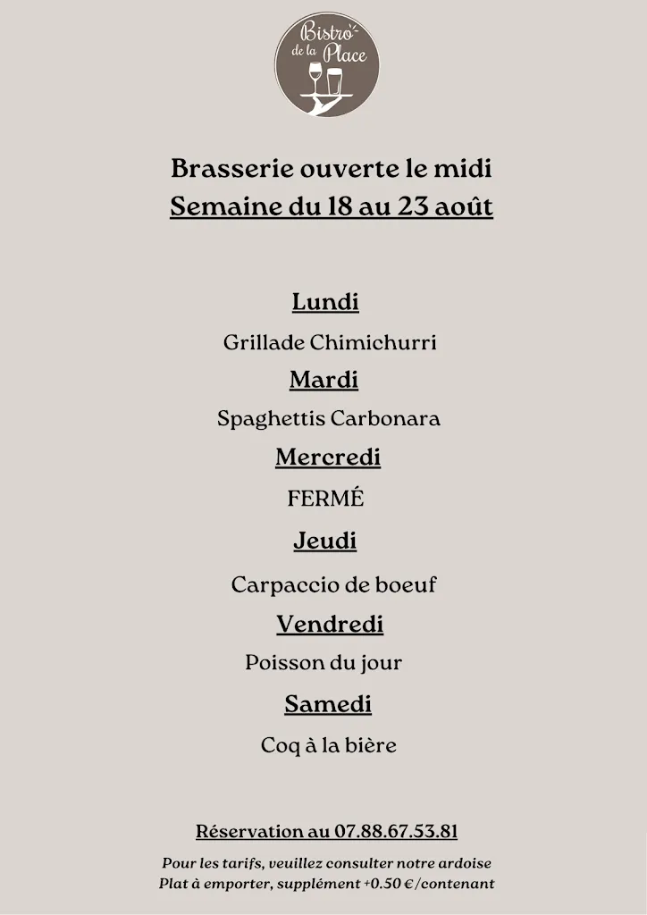 Menu_Bistro de la Place_Beaurains_image_1