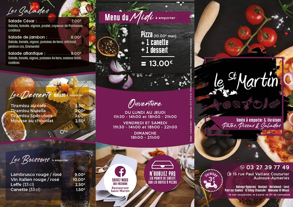 Menu_Pizzeria Saint Martin_Aulnoye-Aymeries_image_1