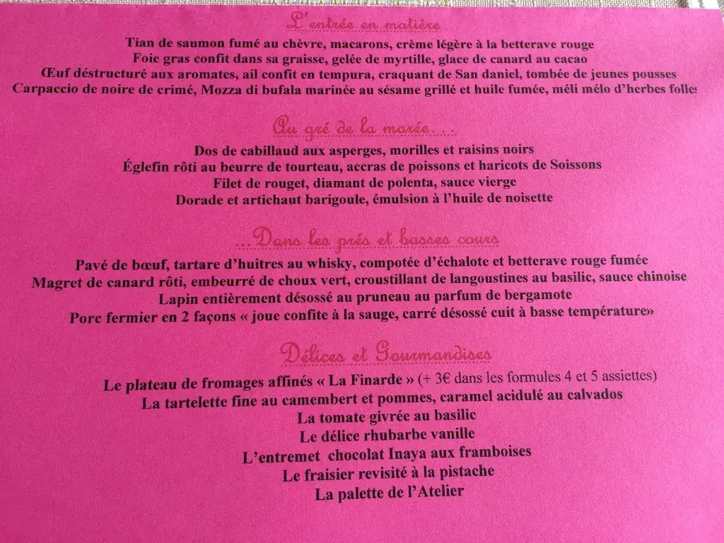 Menu_L' Atelier des Saveurs_Nœux-les-Mines_image_2
