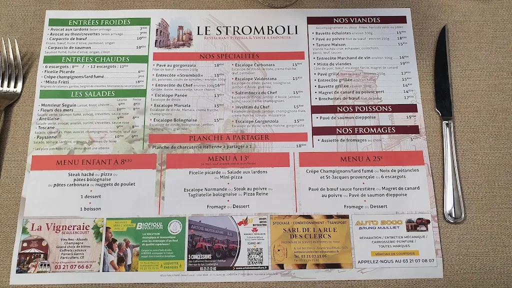 Menu_RESTAURANT LE STROMBOLI -RESTAURANT-PIZZÉRIA BAPAUME ET ENVIRONS_Bapaume_imagen_1