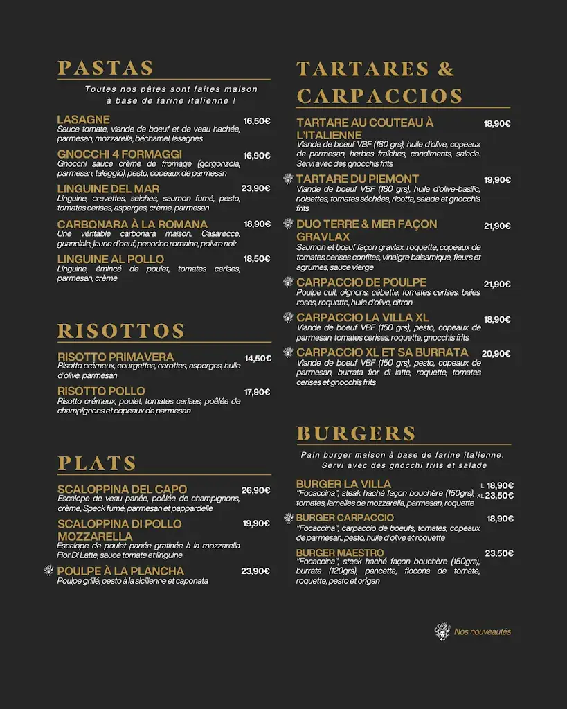 Menu_La villa Brasserie Italienne Genay_Genay_image_1