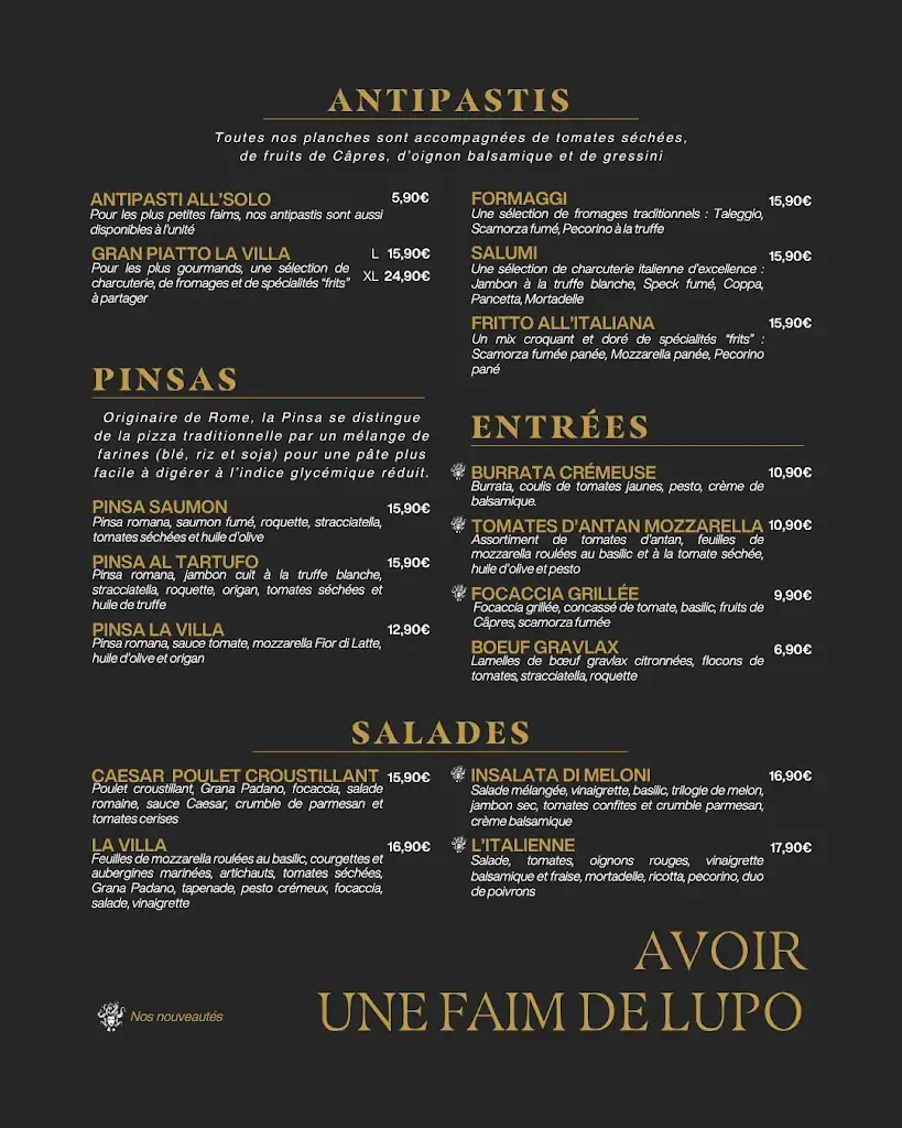 Menu_La villa Brasserie Italienne Genay_Genay_image_2
