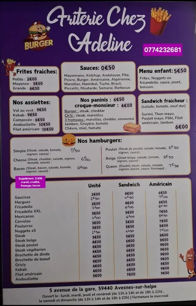 Menu_Friterie Chez Adeline_Avesnes-sur-Helpe_image_1