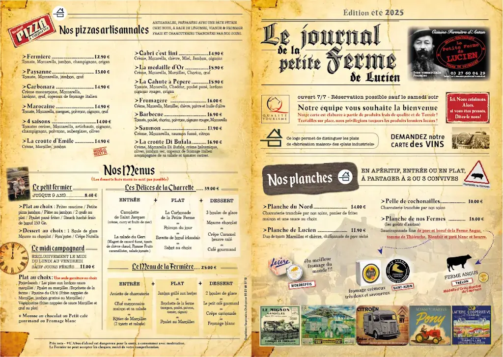 Menu_Grill Restaurant La Petite Ferme de Lucien_Fourmies_image_2