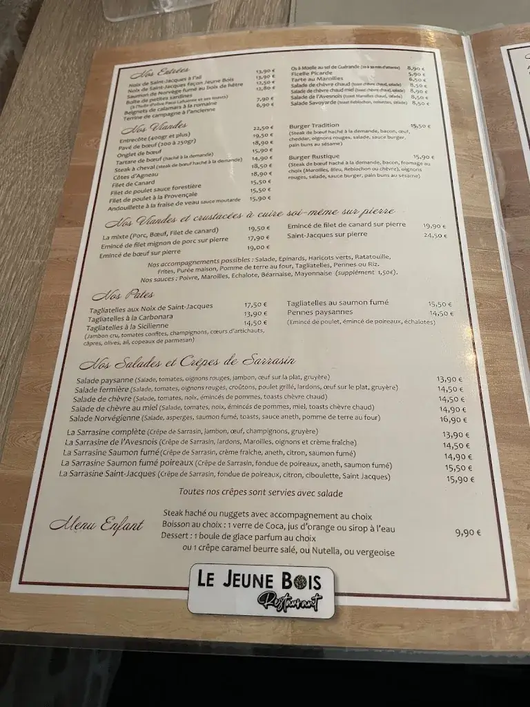 Menu_Restaurant Le Jeune Bois_Beauvois-en-Cambrésis_image_1
