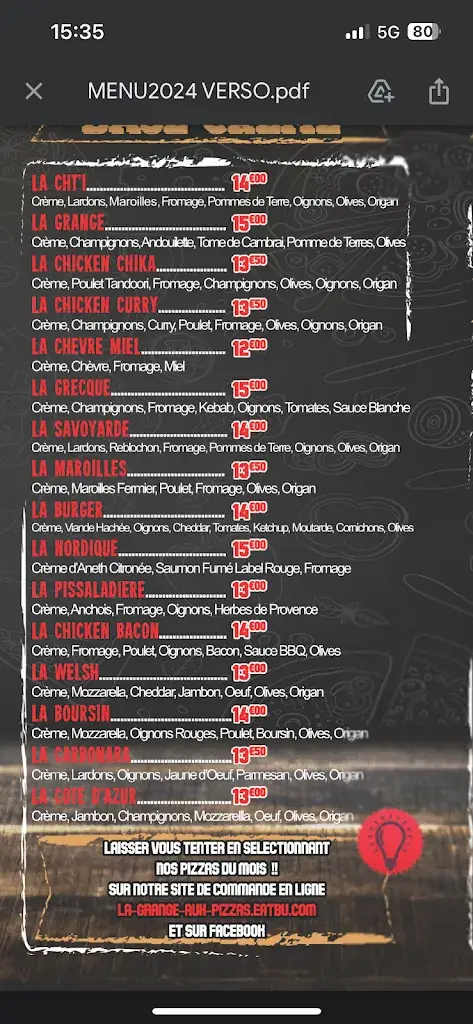 Menu_La Grange aux pizzas_Beauvois-en-Cambrésis_image_1