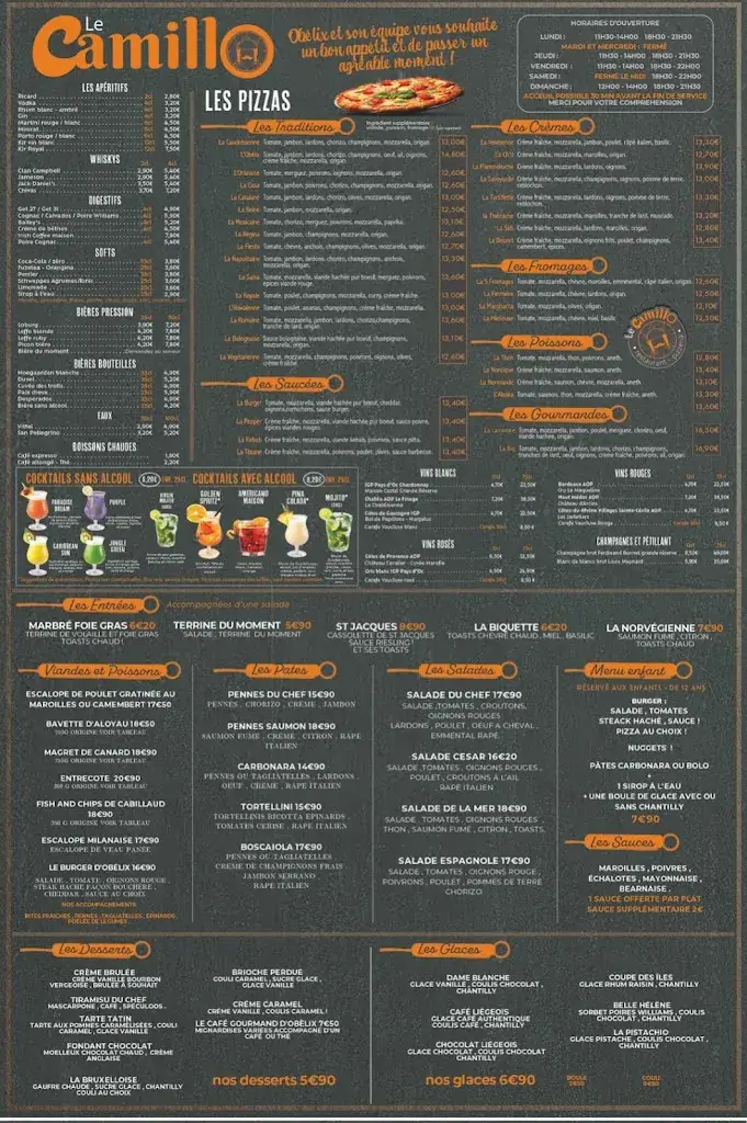 Menu_Restaurant Le Camillo officiel_Caudry_image_1