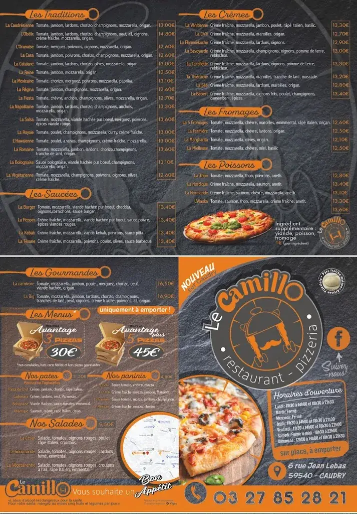 Menu_Restaurant Le Camillo officiel_Caudry_image_2