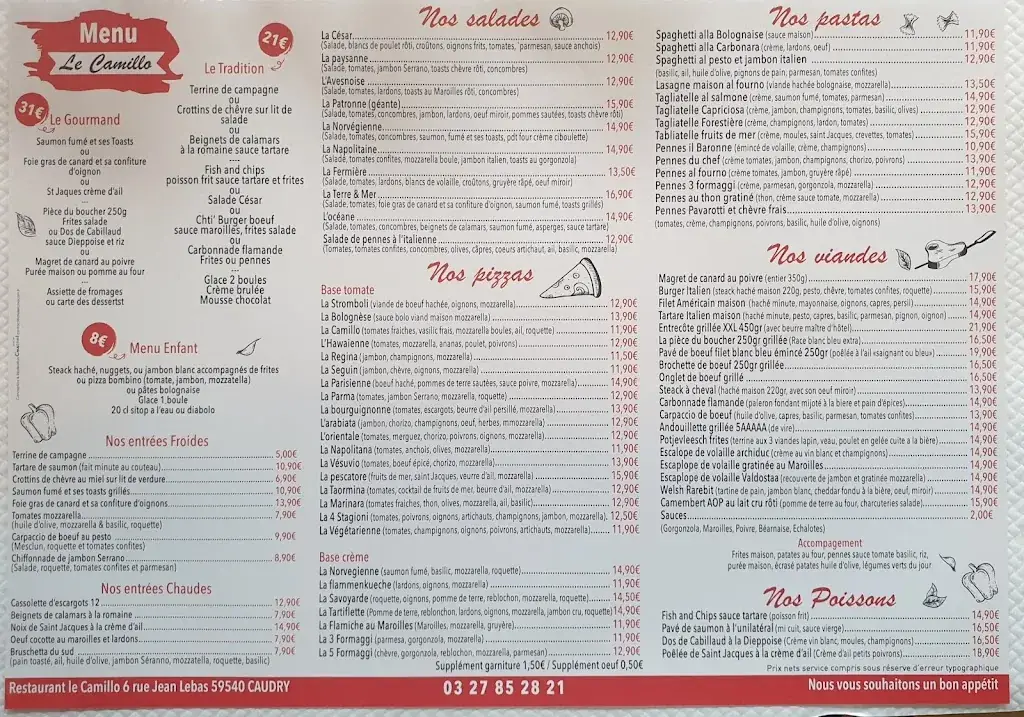 Menu_Restaurant Le Camillo officiel_Caudry_image_3