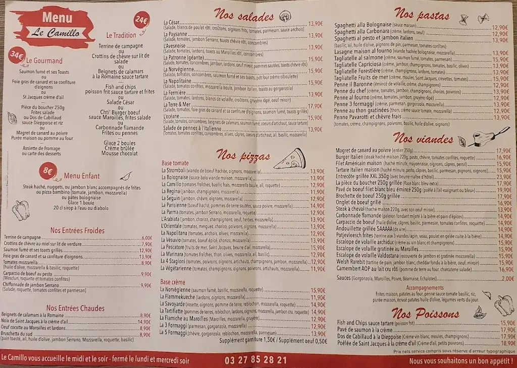 Menu_Restaurant Le Camillo officiel_Caudry_image_4