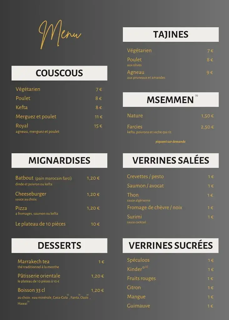 Menu_Les Délices d’Orient de Rachida_Beuvrages_image_1