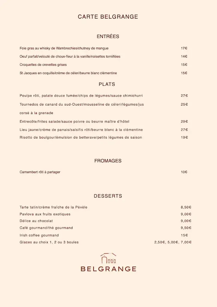 Menu_BELGRANGE restaurant_Cappelle-en-Pévèle_image_1