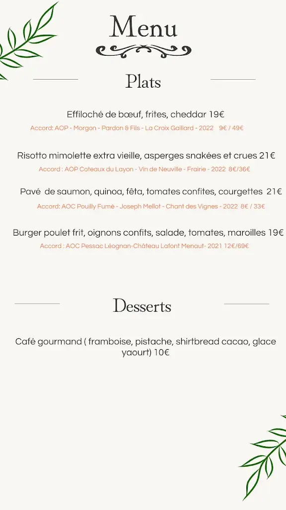 Menu_Restaurant le Saint Michel_Mérignies_image_1