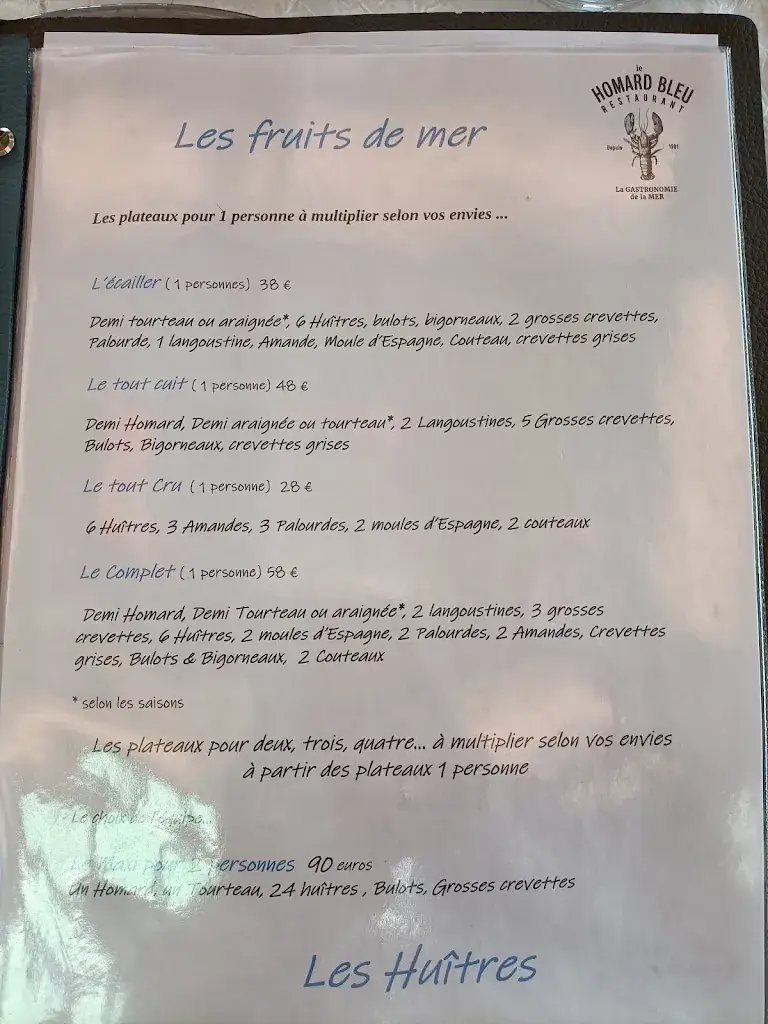 Menu_Le Homard Bleu_Tréport_image_1