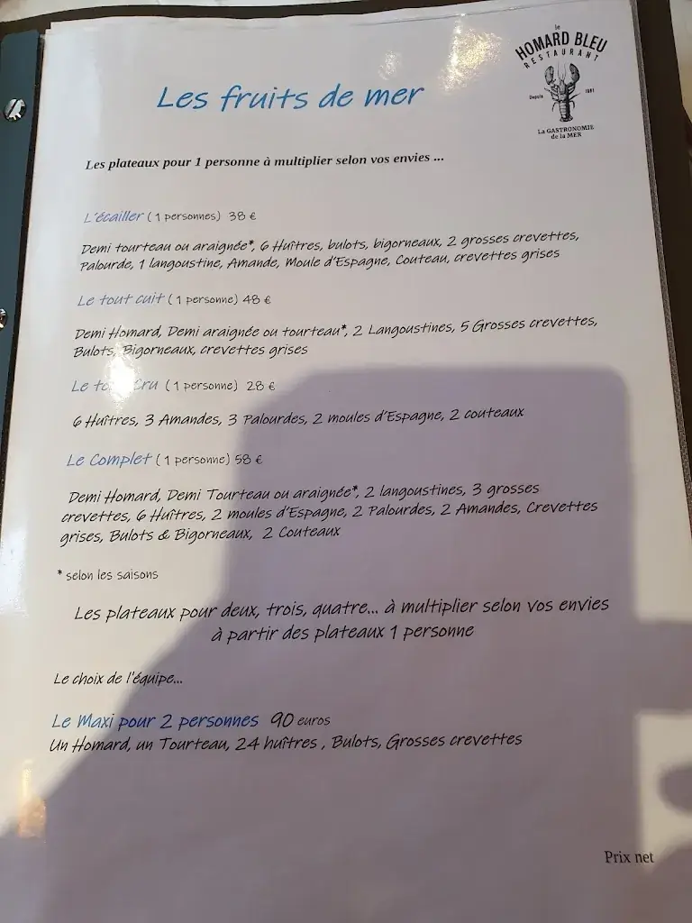 Menu_Le Homard Bleu_Tréport_image_3