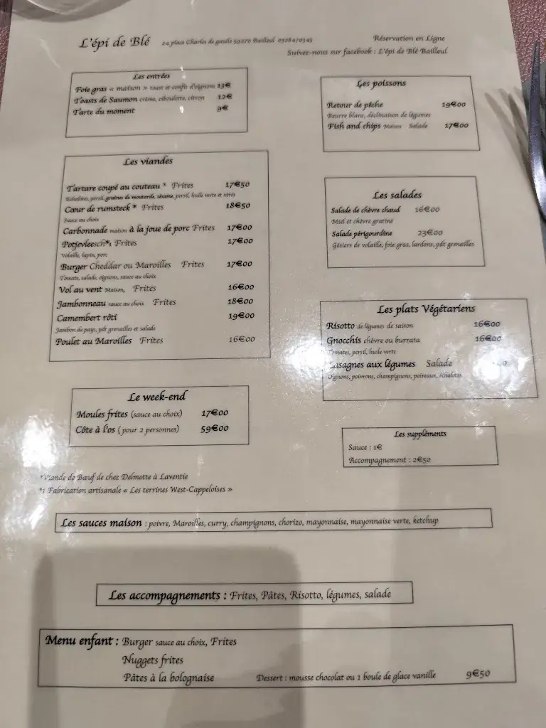 Menu_L'Épi de Blé_Bailleul_image_2