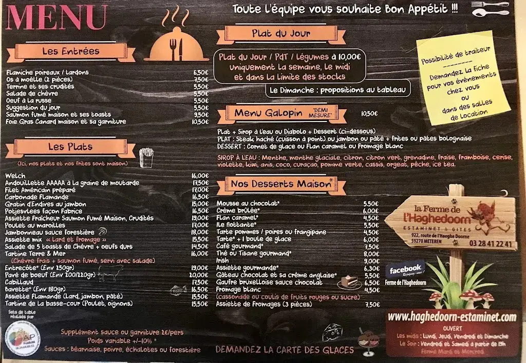 Menu_Ferme de l'Haghedoorn-Restaurant français_Méteren_image_1