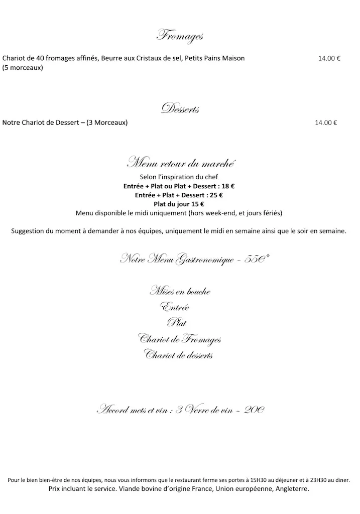 Menu_La chaumière Restaurant_Beuvry-la-Forêt_image_2