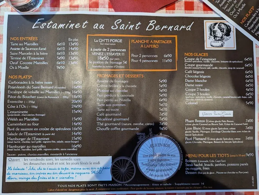 Menu_Estaminet Au Saint Bernard_Beuvry-la-Forêt_image_1