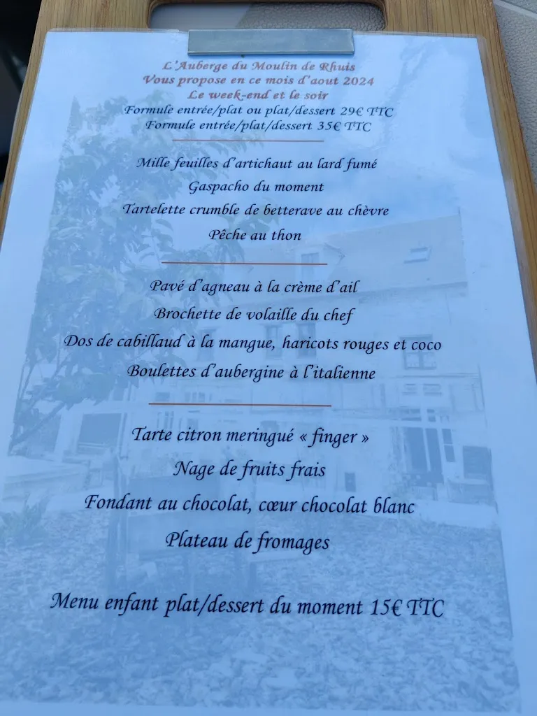 Menu_L'auberge du moulin de Rhuis_Rhuis_image_1