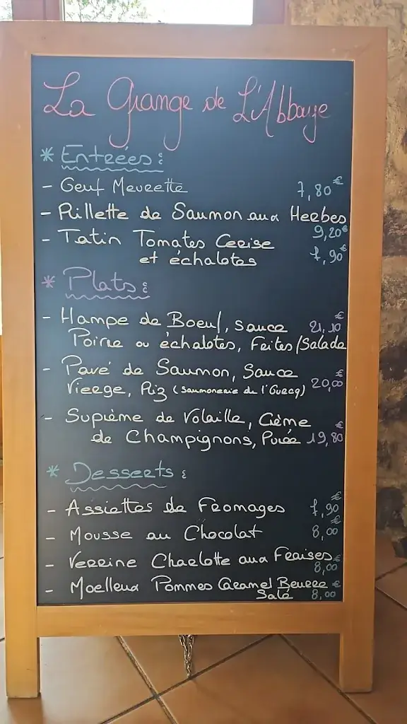 Menu_La Grange de l'Abbaye restaurant du Golf_Château-Thierry_image_1